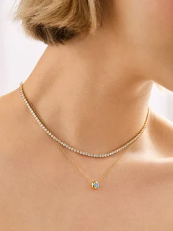 18K Gold Vermeil Birthstone Pendant Necklace - Peridot