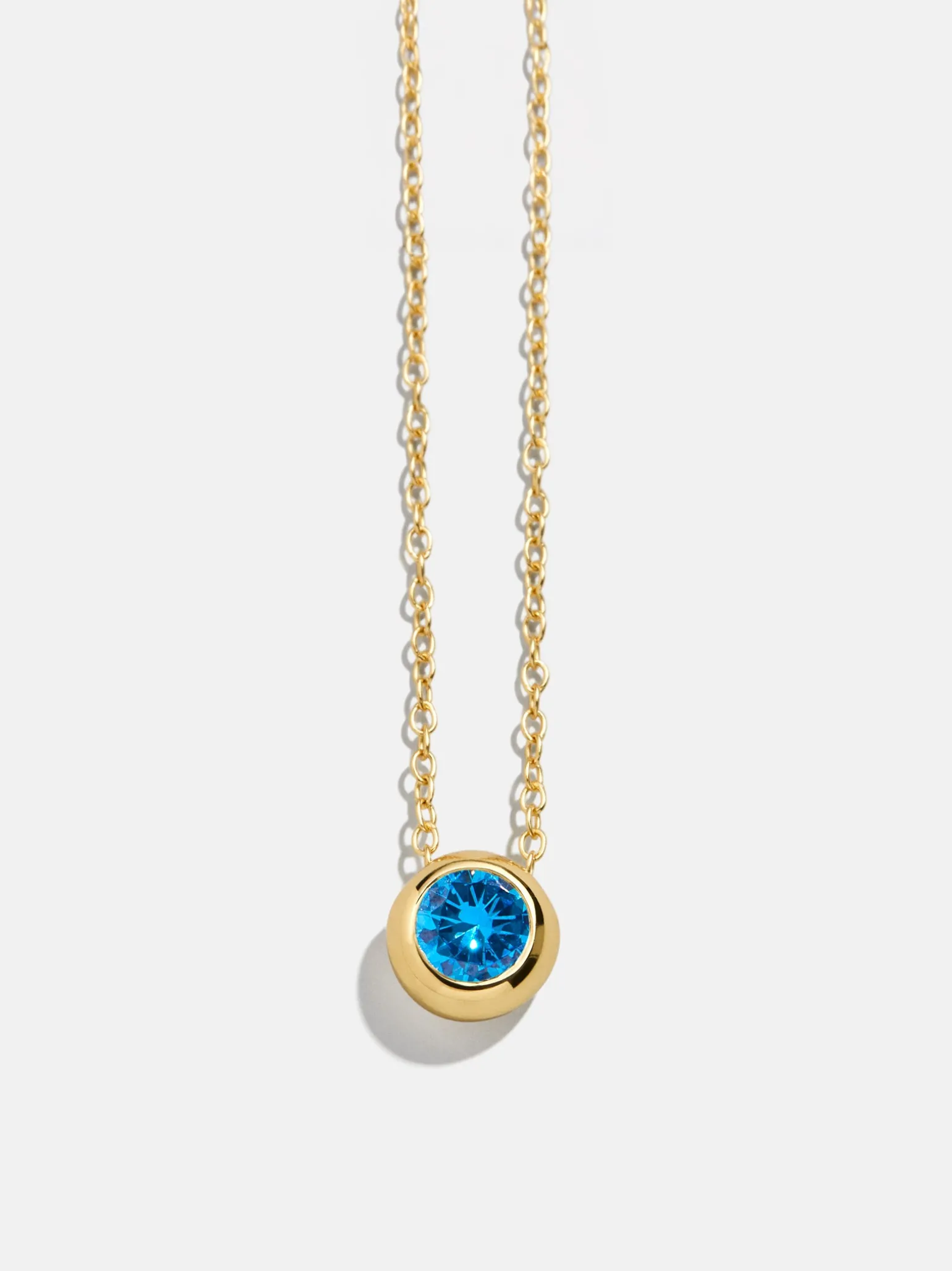 18K Gold Vermeil Birthstone Pendant Necklace - Blue Zircon