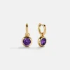 18K Gold Vermeil Birthstone Drop Earrings - Amethyst