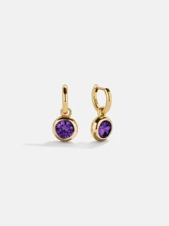 18K Gold Vermeil Birthstone Drop Earrings - Amethyst