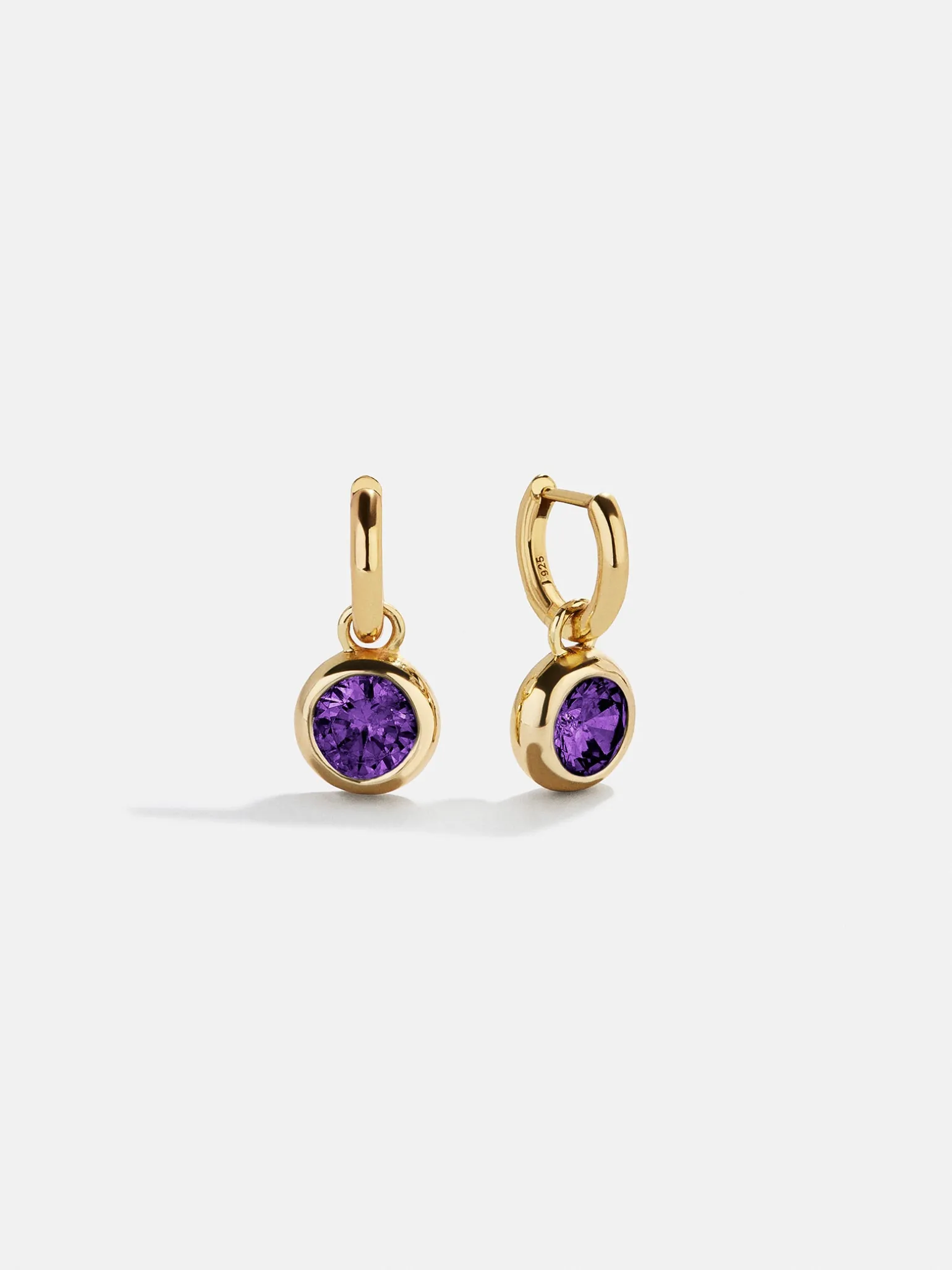 18K Gold Vermeil Birthstone Drop Earrings - Amethyst