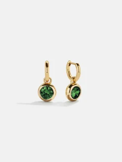 18K Gold Vermeil Birthstone Drop Earrings - Emerald