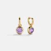 18K Gold Vermeil Birthstone Drop Earrings - Light Amethyst