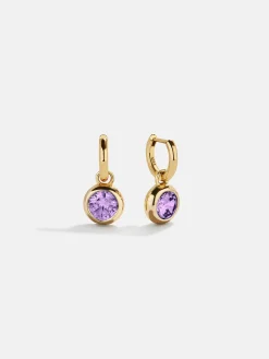 18K Gold Vermeil Birthstone Drop Earrings - Light Amethyst
