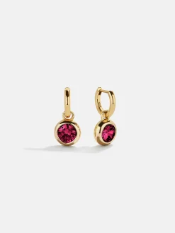 18K Gold Vermeil Birthstone Drop Earrings - Ruby