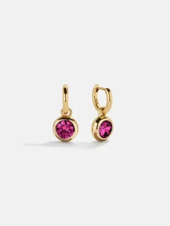 18K Gold Vermeil Birthstone Drop Earrings - Rose