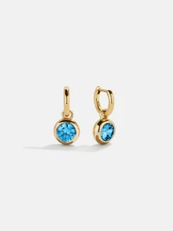 18K Gold Vermeil Birthstone Drop Earrings - Blue Zircon