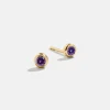 18K Gold Vermeil Birthstone Stud Earrings - Amethyst