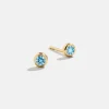 18K Gold Vermeil Birthstone Stud Earrings - Aquamarine