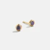 18K Gold Vermeil Birthstone Stud Earrings - Light Amethyst