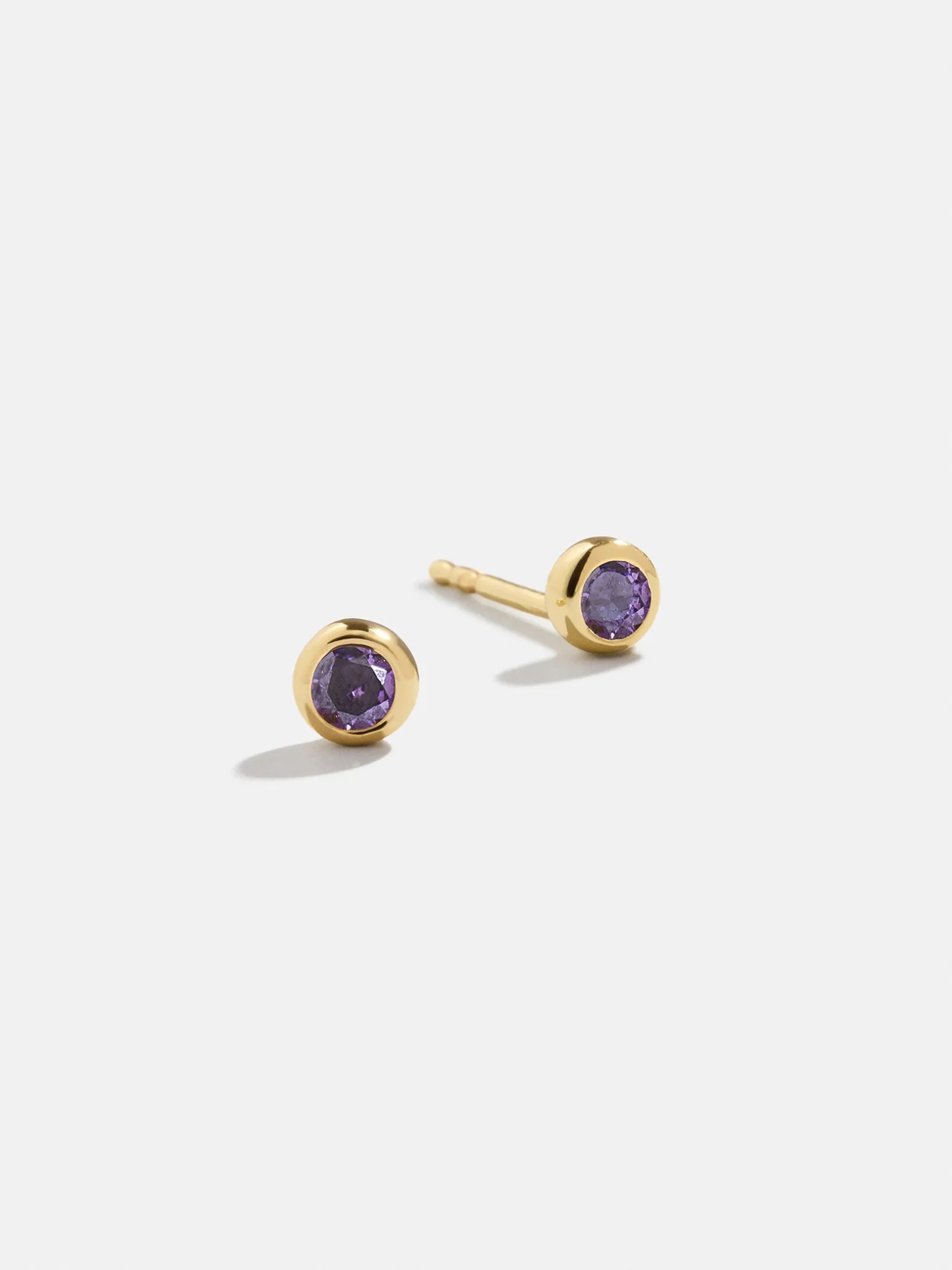 18K Gold Vermeil Birthstone Stud Earrings - Light Amethyst