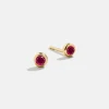 18K Gold Vermeil Birthstone Stud Earrings - Ruby