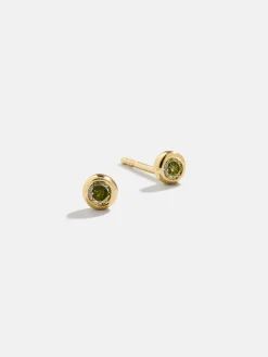 18K Gold Vermeil Birthstone Stud Earrings - Peridot