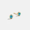 18K Gold Vermeil Birthstone Stud Earrings - Blue Zircon