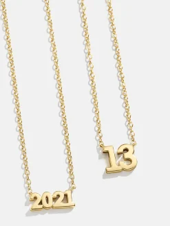 18K Gold Vermeil Block Font Custom Number Necklace - Block Font Numbers