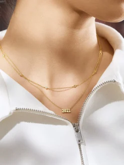 18K Gold Vermeil Block Font Custom Number Necklace - Block Font Numbers