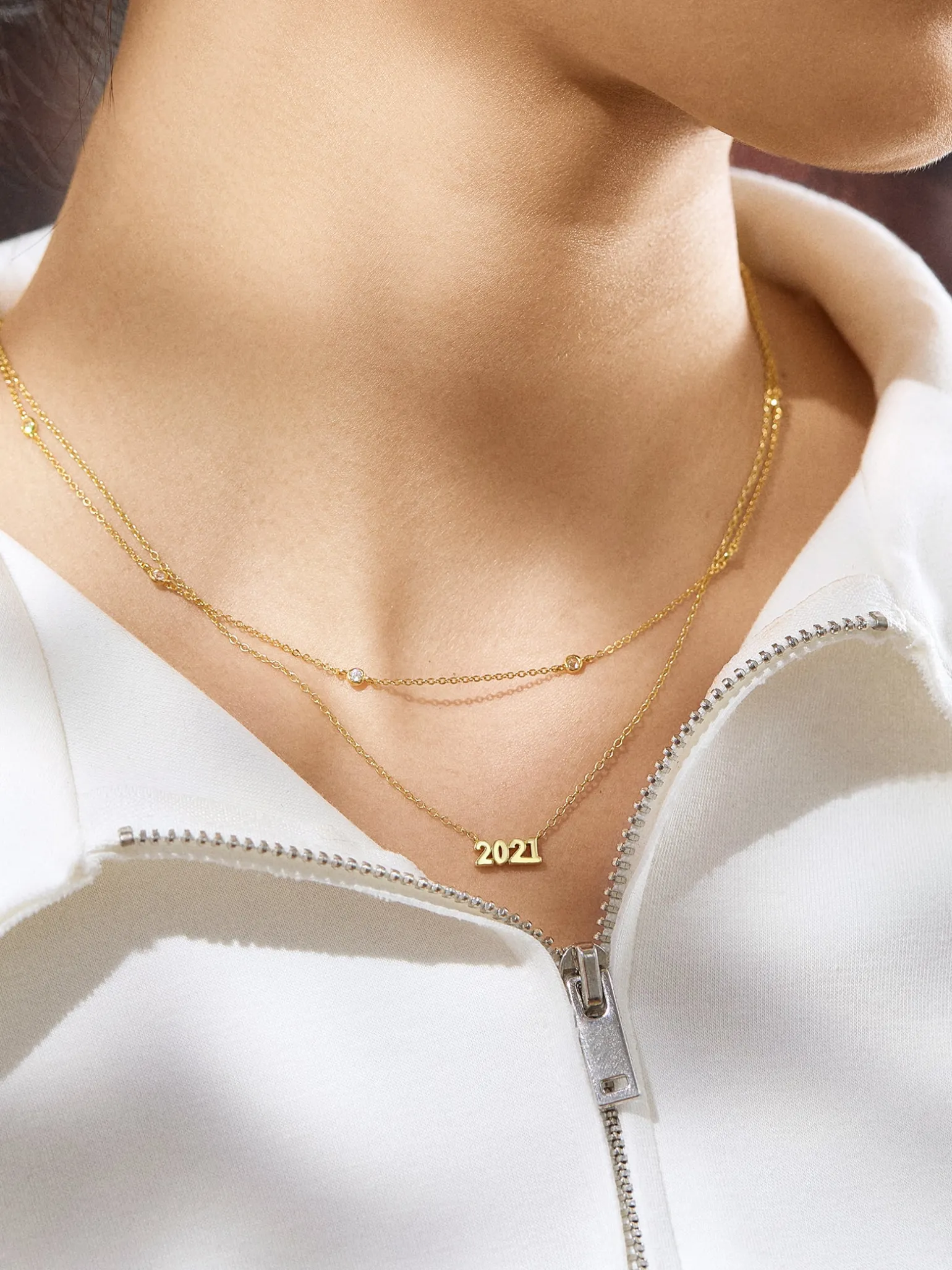 18K Gold Vermeil Block Font Custom Number Necklace - Block Font Numbers