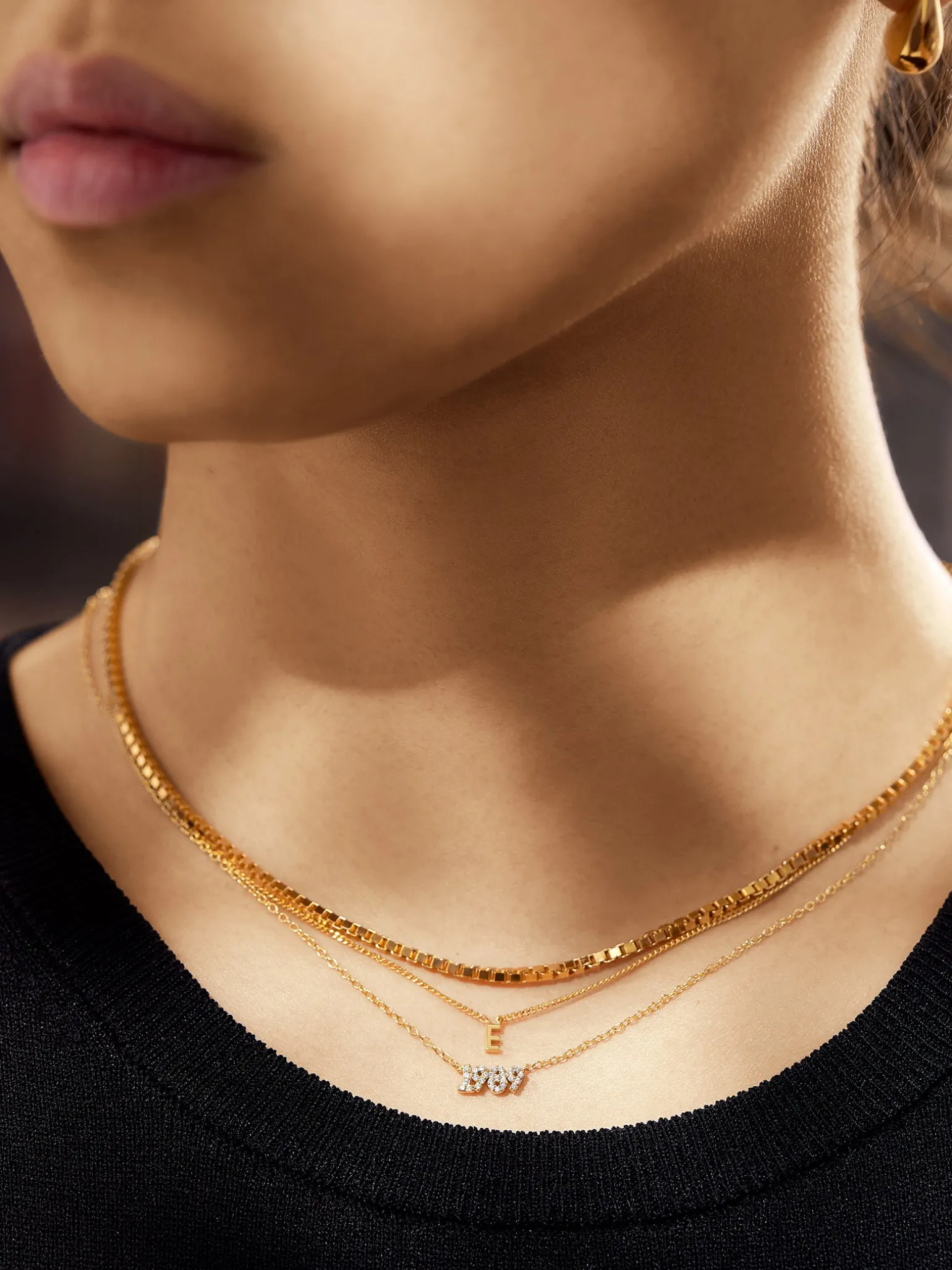 18K Gold Vermeil Block Font Custom Number Necklace - Block Font Numbers