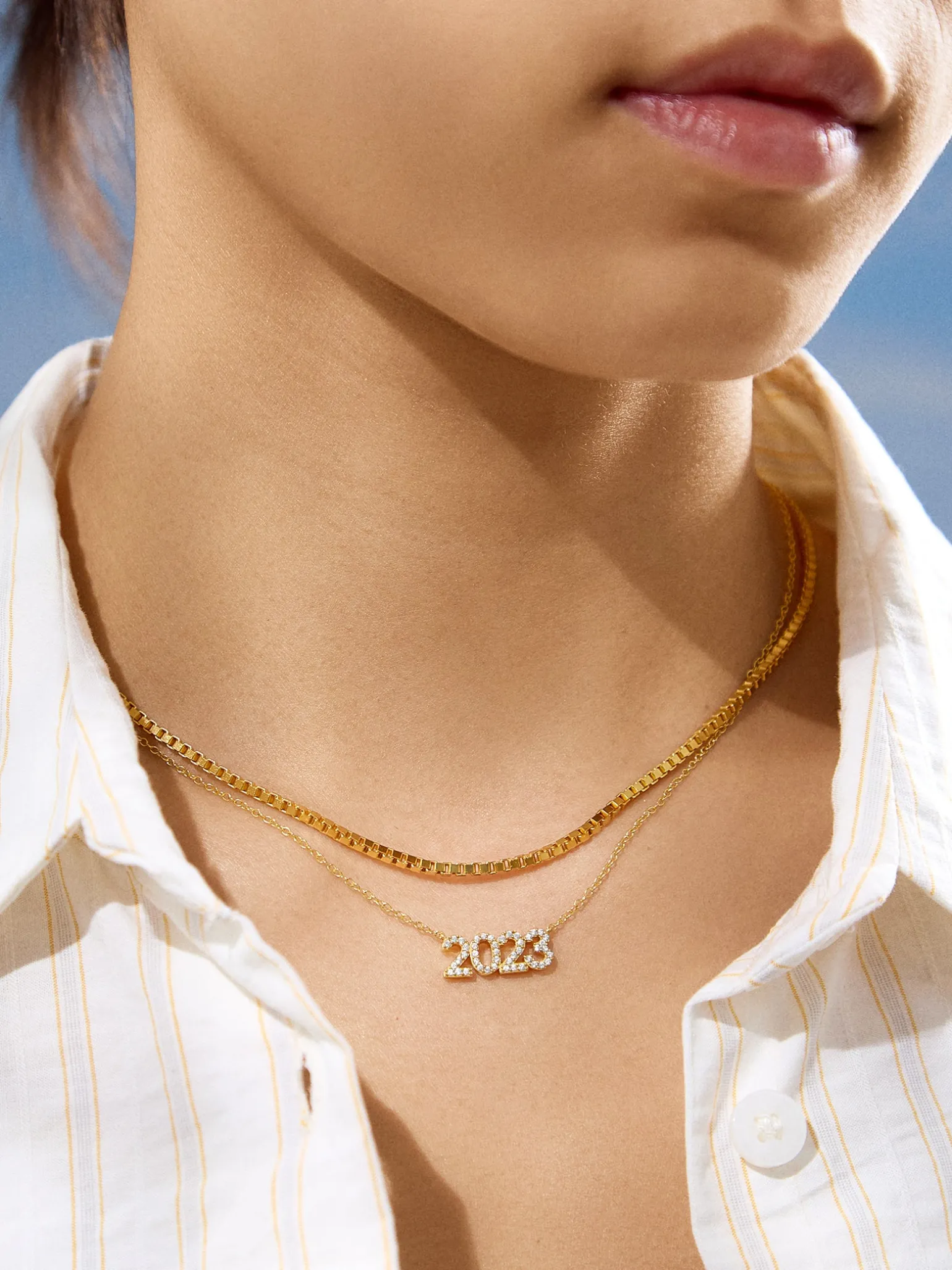 18K Gold Vermeil Block Font Custom Number Necklace - Block Font Numbers