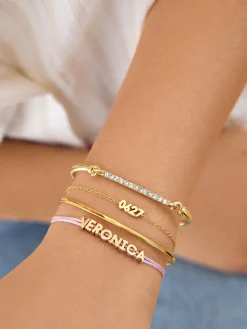 18K Gold Vermeil Block Font Custom Number Bracelet - Block Font Numbers