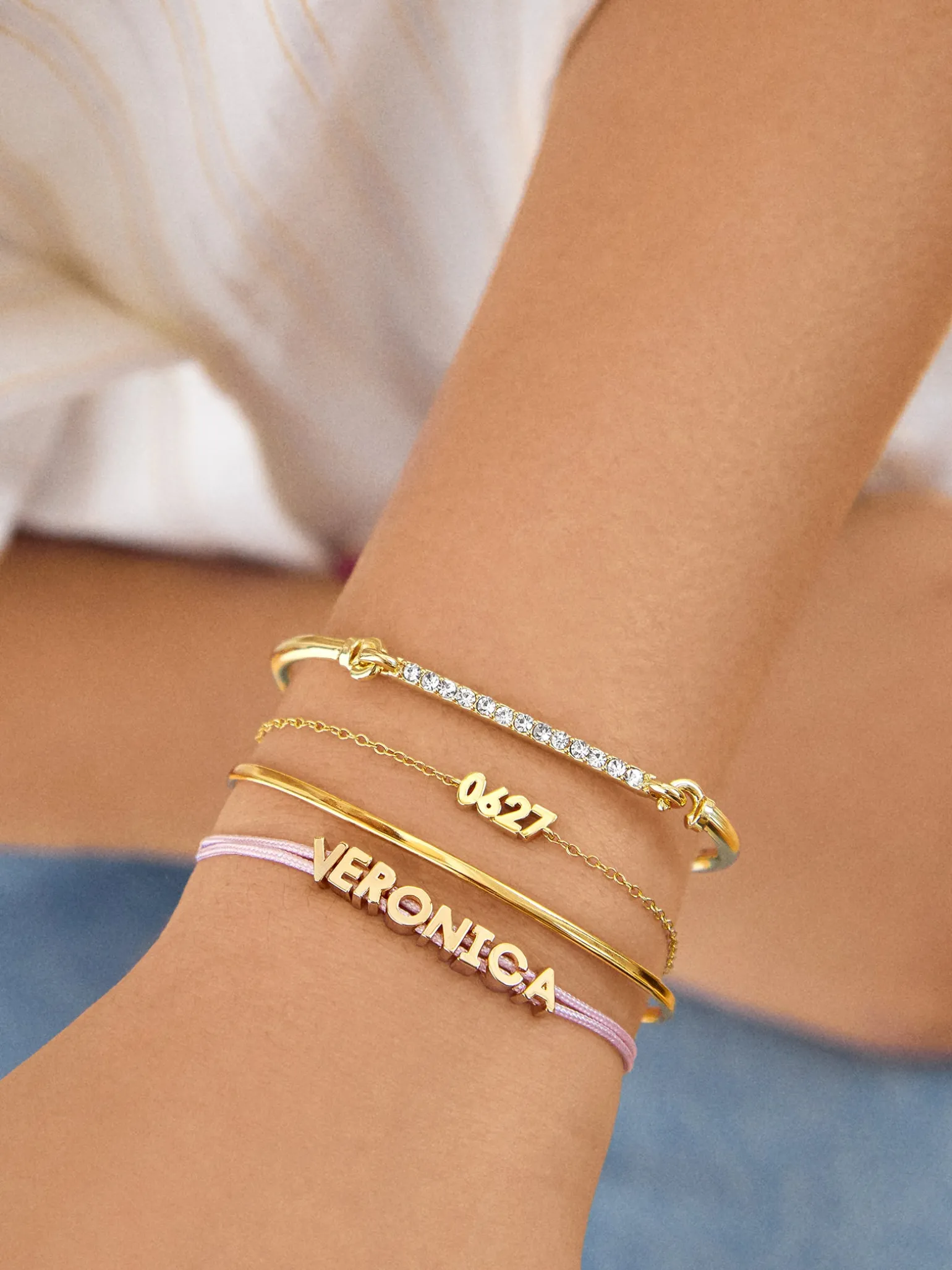 18K Gold Vermeil Block Font Custom Number Bracelet - Block Font Numbers