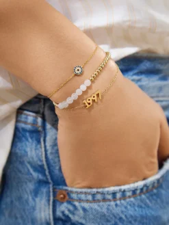 18K Gold Vermeil Block Font Custom Number Bracelet - Block Font Numbers