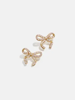 18K Gold Vermeil Bow & Behold Kids' Earrings  - Pavé Bow