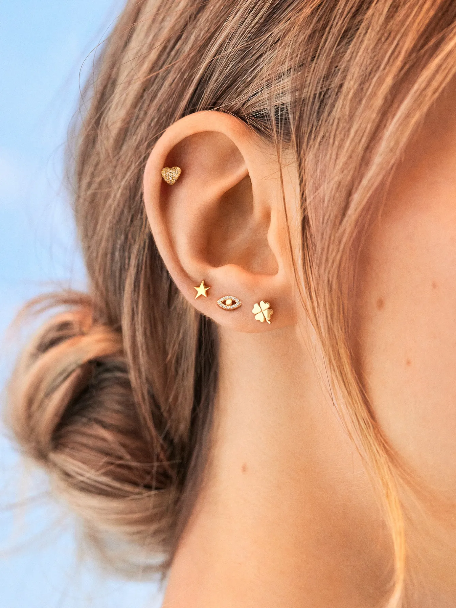18K Gold Vermeil Celestial Delicate Stud - Star