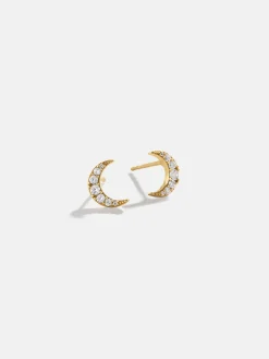 18K Gold Vermeil Celestial Delicate Stud - Crescent Moon