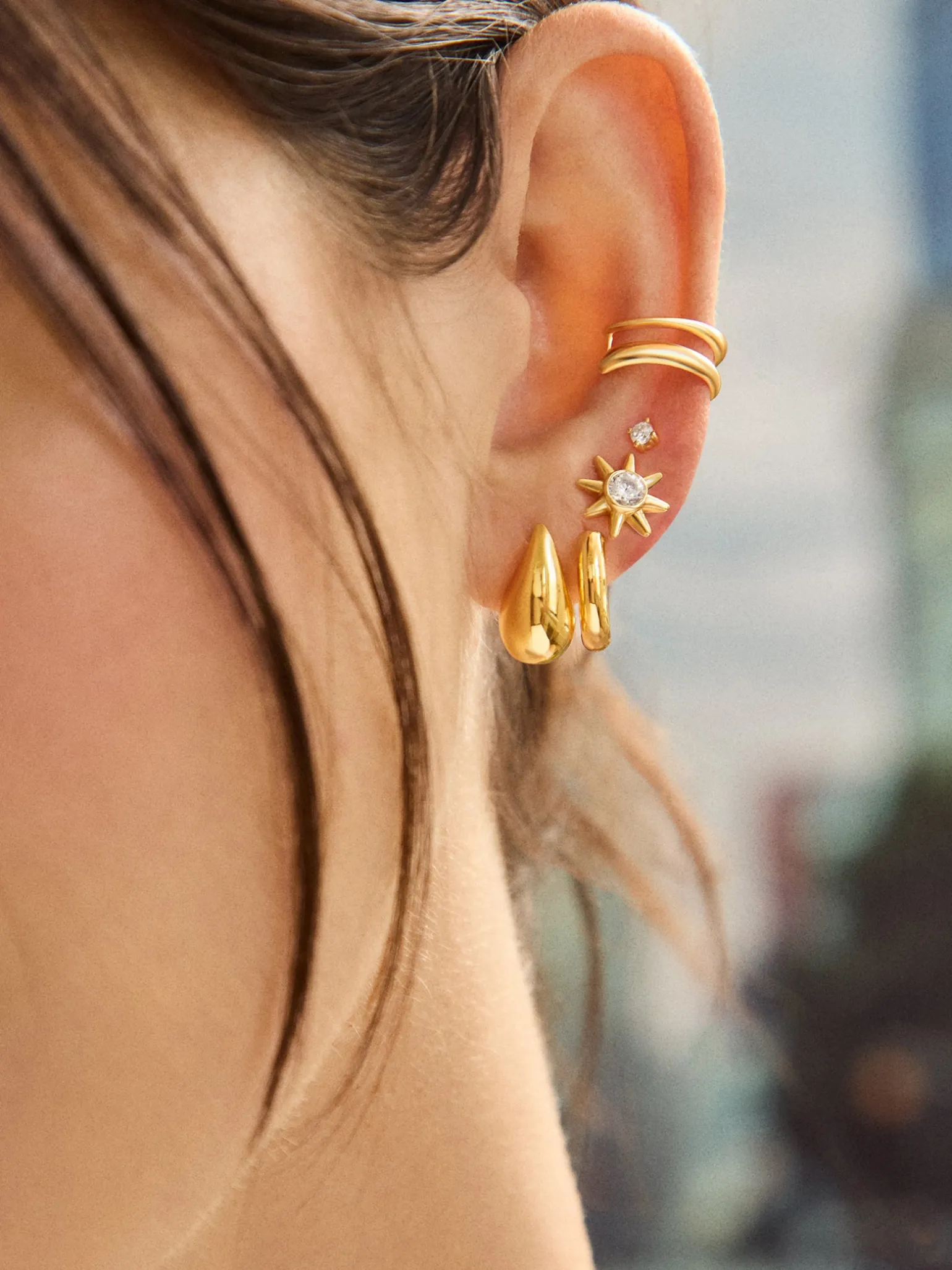 18K Gold Vermeil Celestial Delicate Stud - Sun