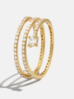 18K Gold Vermeil Celine Ring - Gold/Pavé