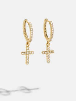 18K Gold Vermeil Cross Earrings - Cross