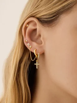 18K Gold Vermeil Cross Earrings - Cross