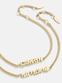 14K Gold Vermeil Curb Chain Custom Nameplate Bracelet - Gold
