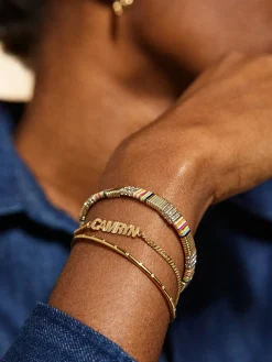 14K Gold Vermeil Curb Chain Custom Nameplate Bracelet - Gold
