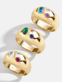 18K Gold Vermeil Custom Birthstone Ring - Gold