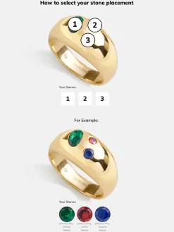 18K Gold Vermeil Custom Birthstone Ring - Gold