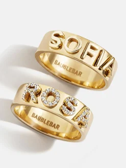 18K Gold Vermeil Custom Block Ring - 18K Gold Vermeil