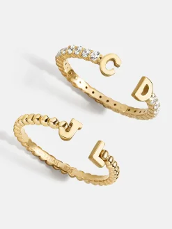 18K Gold Vermeil Custom Initial Ring - Gold