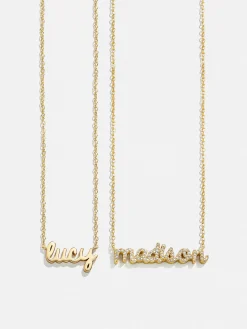 18K Gold Vermeil Custom Nameplate Necklace - Mini Script