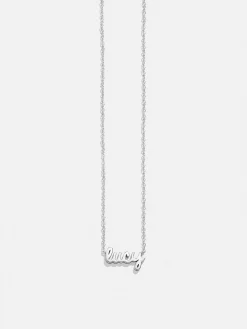 18K Gold Vermeil Custom Nameplate Necklace - Mini Script