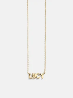 18K Gold Vermeil Custom Nameplate Necklace - Bubble
