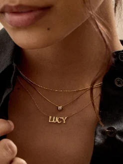 18K Gold Vermeil Custom Nameplate Necklace - Bubble