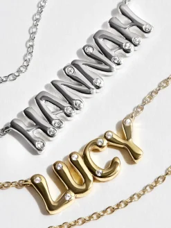 18K Gold Vermeil Custom Nameplate Necklace - Bubble