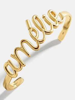 18K Gold Vermeil Custom Nameplate Cuff Bracelet - 18K Gold Vermeil
