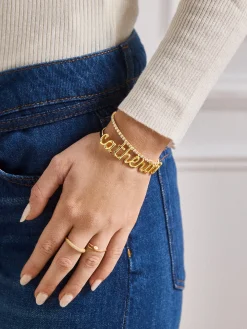 18K Gold Vermeil Custom Nameplate Cuff Bracelet - 18K Gold Vermeil
