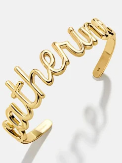 18K Gold Vermeil Custom Nameplate Cuff Bracelet - 18K Gold Vermeil