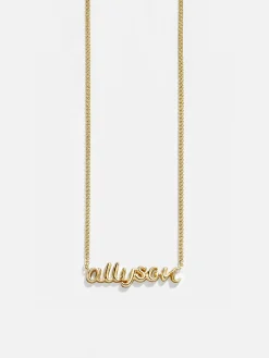 18K Gold Vermeil Custom Nameplate Necklace - 3D Script