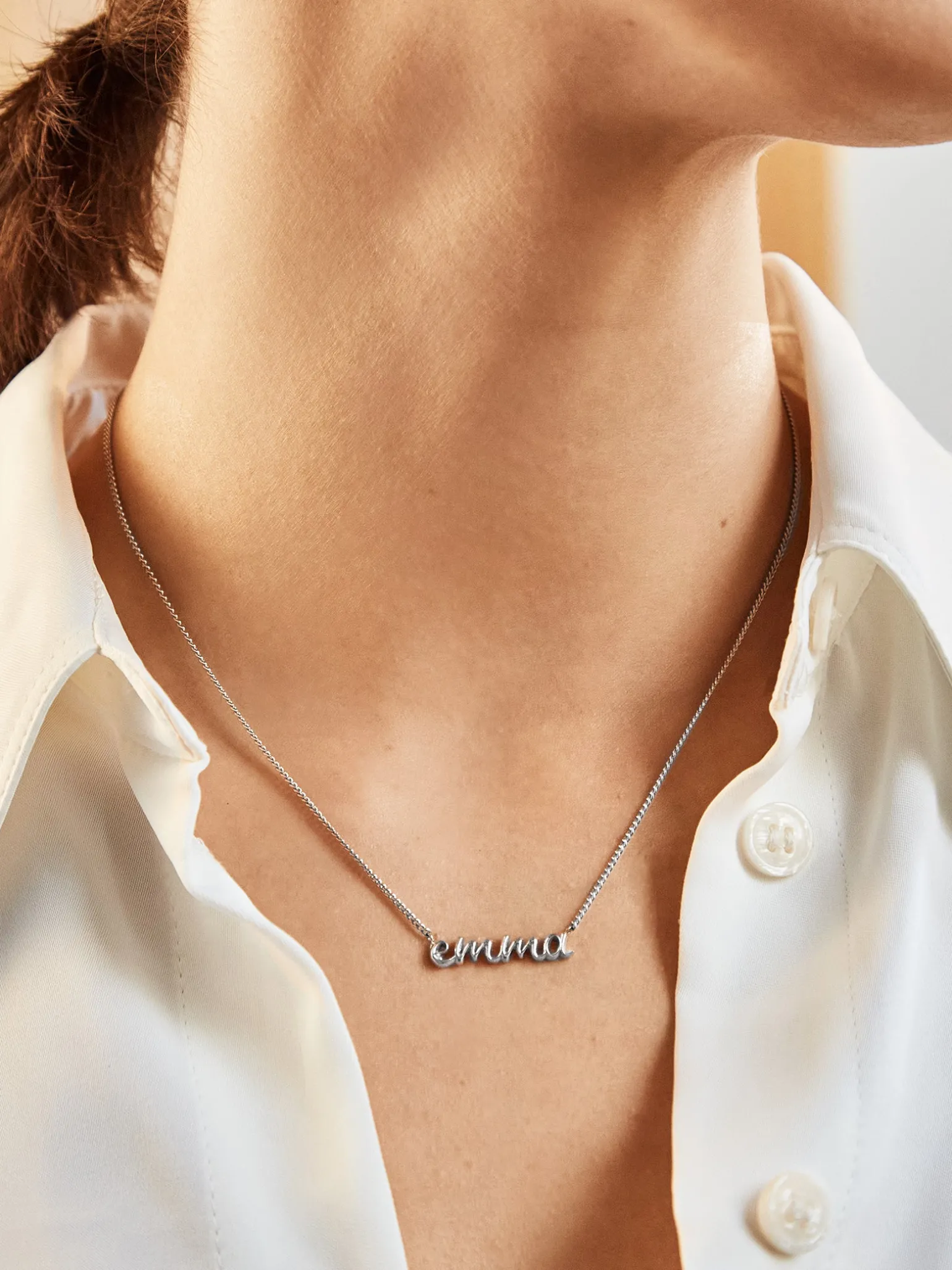 18K Gold Vermeil Custom Nameplate Necklace - 3D Script