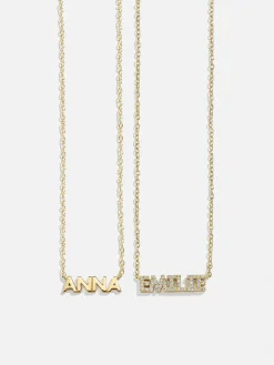 18K Gold Vermeil Custom Nameplate Necklace - Mini Block